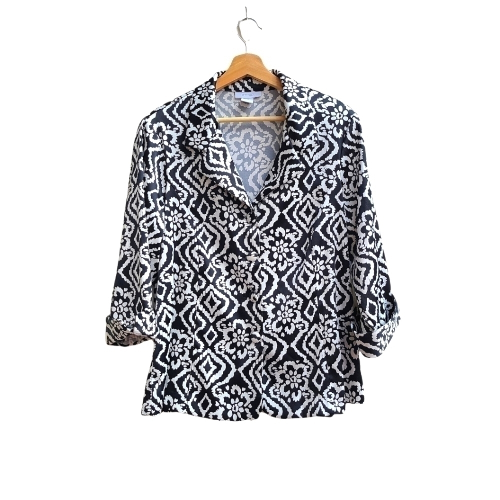 Dress Barn Geometric Floral Print Polyester Blazer Jacket, Size XL